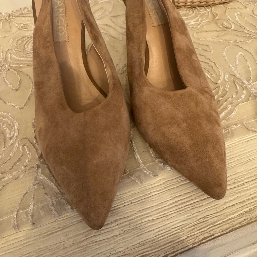 Mango Taupe women’s Suede Slingback stiletto